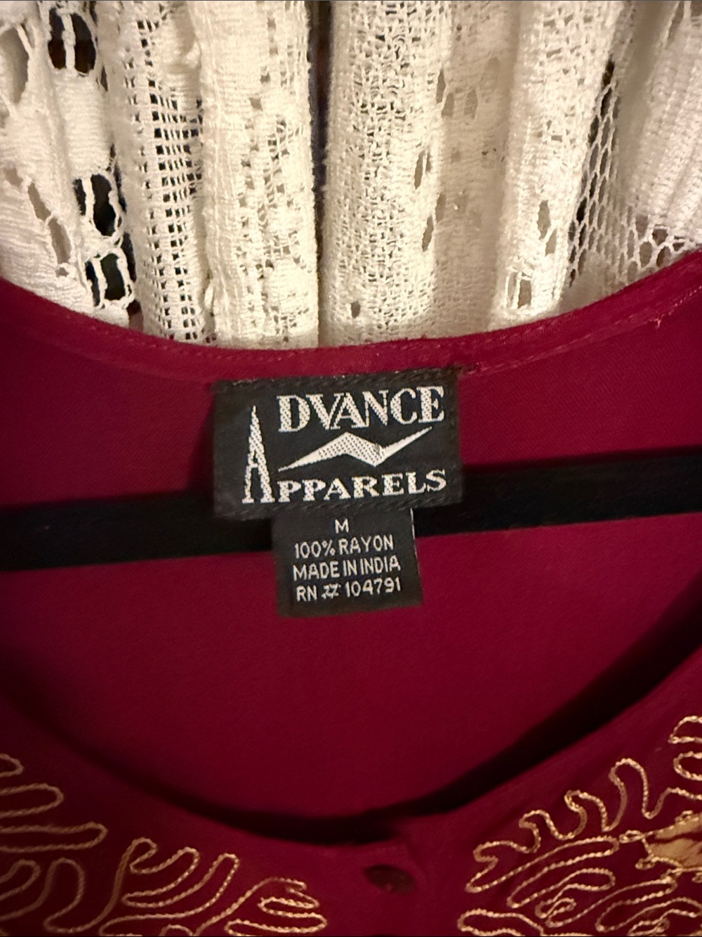 Advance Apparels Burgundy Maxi Dress with Gold Embroidery - Picture 3 of 8